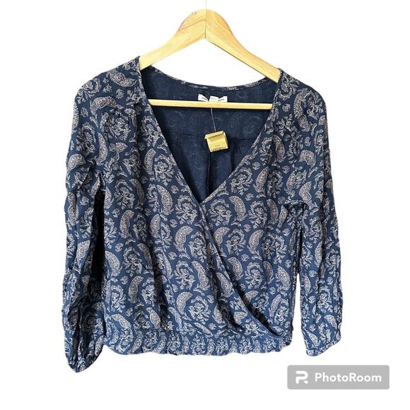 American eagle women’s blouse‎ small peasant blue NWT - Picture 1 of 7
